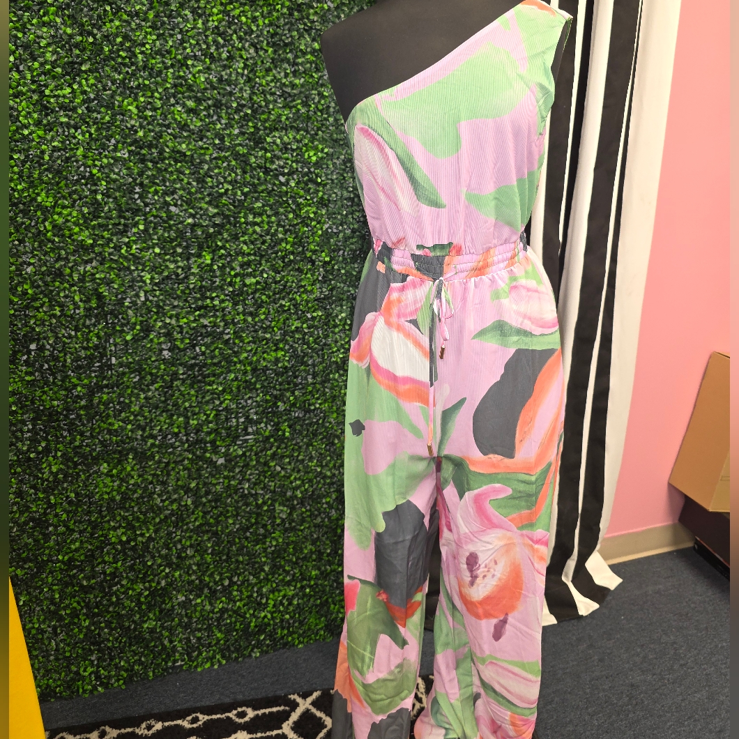 Floral One-Shoulder Jumpsuit